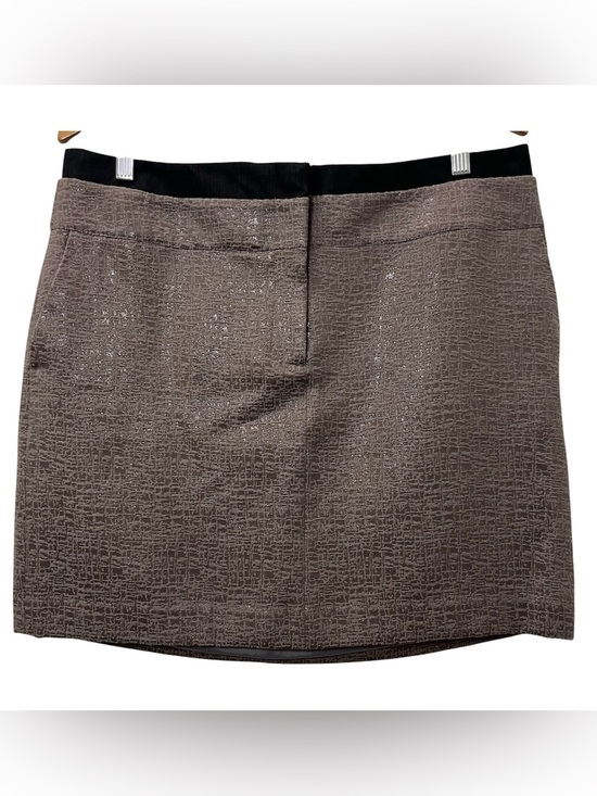 LOFT Dresses & Skirts - Ann Taylor LOFT Textured Brown Mini Skirt with Black Waistband size 14 NWT lined